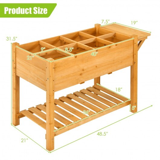 Elevated Planter Box Kit with 8 Grids and Folding Tabletop - Minihomy