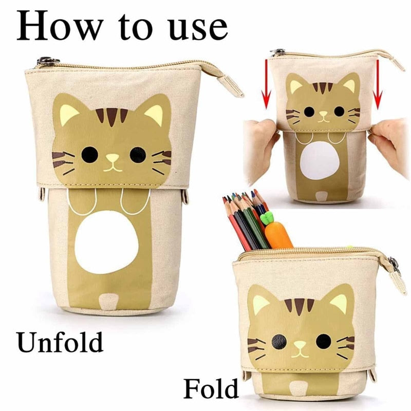 Cat Cute Fashion Portable Flexible Pencil Zipper Case - Minihomy