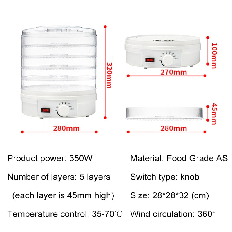 Food Dehydrator Fruit Vegetable Herb Meat Drying Machine - Minihomy