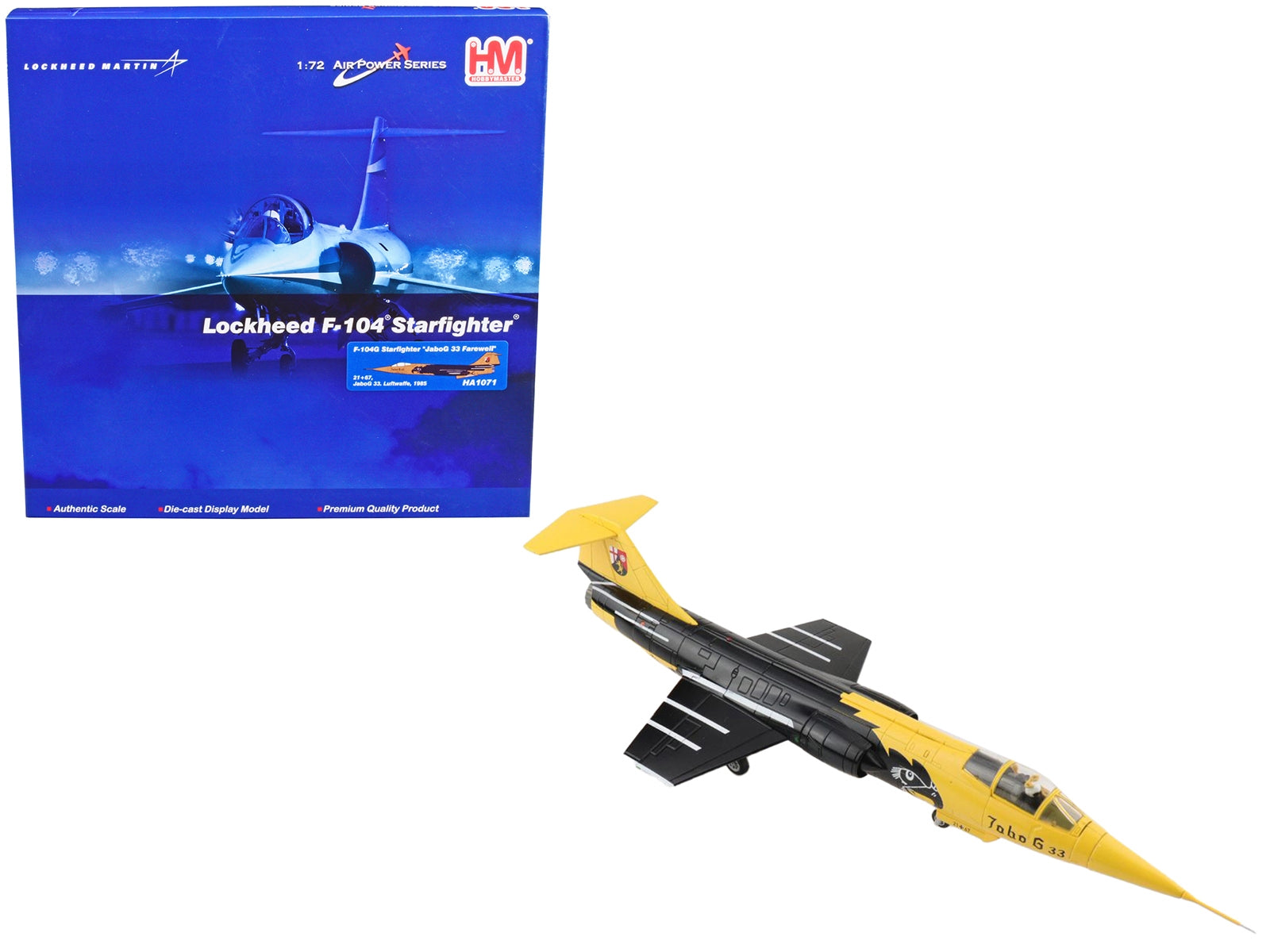 Lockheed F-104G Starfighter Fighter Aircraft "JaboG 33 Farewell" JaboG 33. Luftwaffe (1985) "Air Power Series" 1/72 Diecast Model by Hobby Master - Minihomy