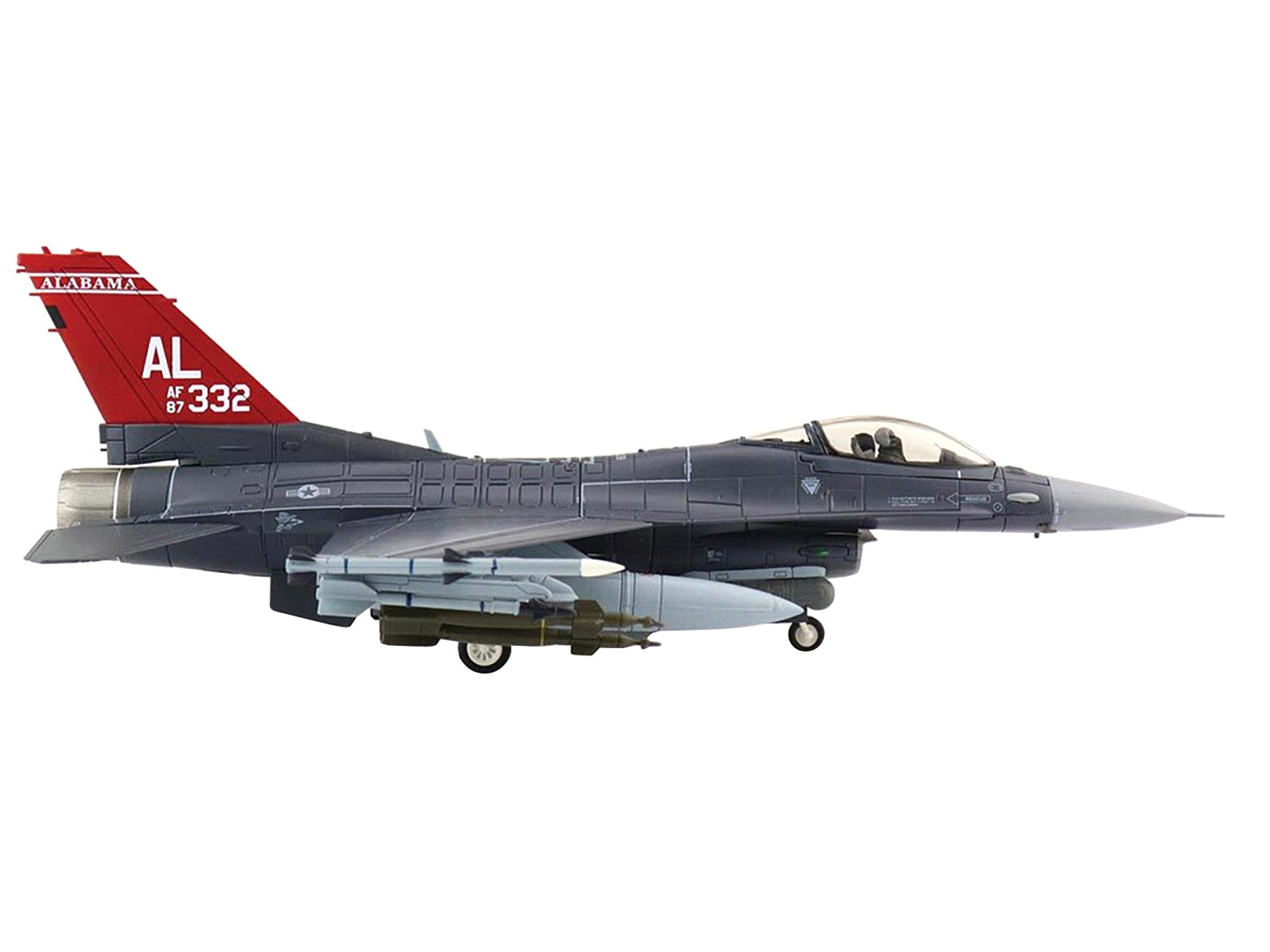 General Dynamics F-16C Fighting Falcon Fighter Aircraft "100th FS 187th FW Alabama ANG" (2021) "Air Power Series" 1/72 Diecast Model by Hobby Master - Minihomy