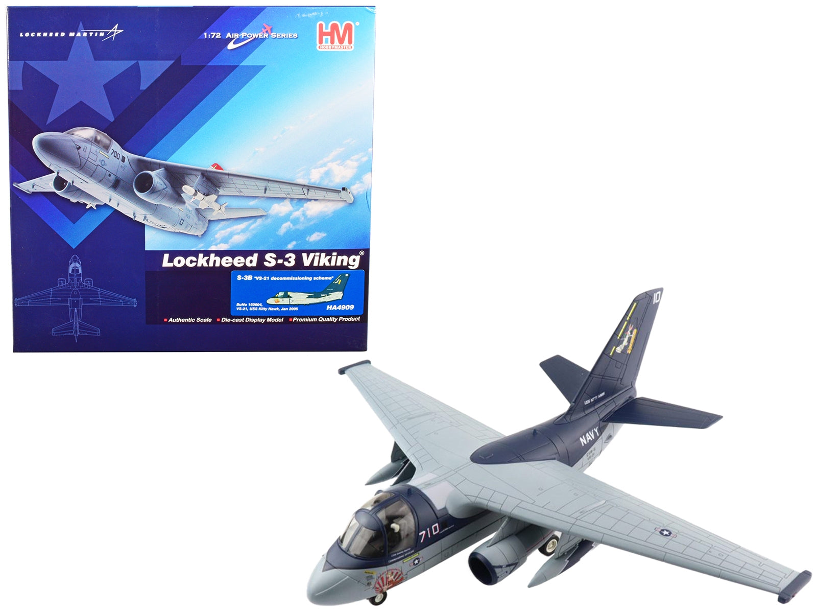 Lockheed S-3B Viking Aircraft VS-21 "Decommissioning Scheme" "USS Kitty Hawk" (Jan 2005) "Air Power Series" 1/72 Diecast Model by Hobby Master - Minihomy