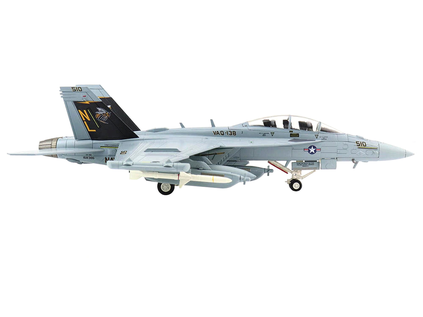 Boeing EA-18G Growler Aircraft "Yellow Jackets" "VAQ-138 US Navy" (2018) "Air Power Series" 1/72 Diecast Model by Hobby Master - Minihomy