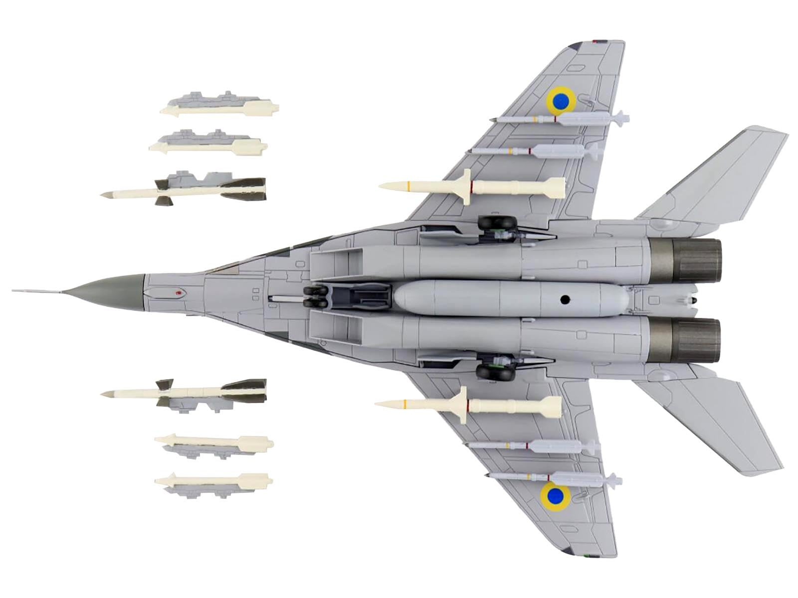 Mikoyan MiG-29 9-13 Fulcrum Fighter Aircraft "Ghost of Kyiv" Ukrainian Air Force "Air Power Series" 1/72 Diecast Model by Hobby Master - Minihomy