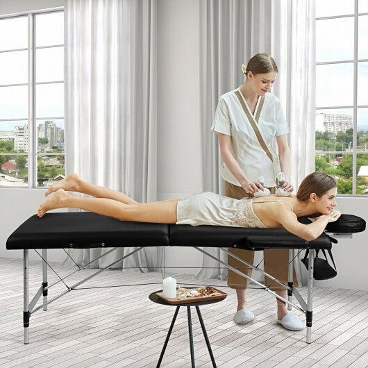 84 Inch L Portable Adjustable Massage Bed with Carry Case for Facial Salon Spa -Black - Color: Black - Minihomy