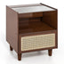 Bamboo Rattan Nightstand with Drawer and Solid Wood Legs-Brown - Minihomy