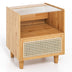 Bamboo Rattan Nightstand with Drawer and Solid Wood Legs-Brown - Minihomy