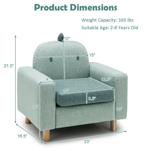 Kids Sofa with Armrest and Thick Cushion-Green - Color: Green - Minihomy