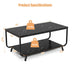 2-Tier Modern Marble Coffee Table with Storage Shelf for Living Room-Black - Minihomy