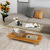 2 Tiers Rectangle Glass Coffee Table with White and Gold Steel Frame-Golden - Minihomy