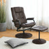 360? PVC Leather Swivel Recliner Chair with Ottoman-Brown - Minihomy