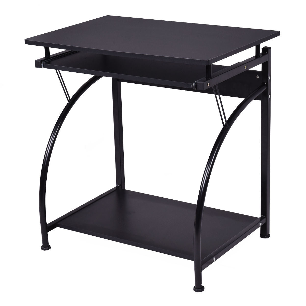 27.5 Inch Laptop Table Computer Desk for Small Spaces with Pull-out Keyboard Tray - Color: Black
