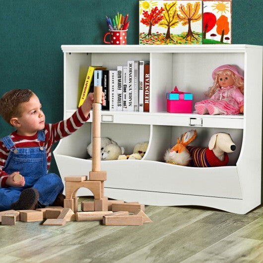 Kids Storage Unit Baby Toy Organizer Children Bookshelf Bookcase-White - Color: White
