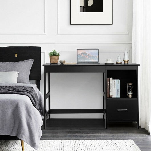 47.5 Inch Modern Home Computer Desk with 2 Storage Drawers-Black - Color: Black - Minihomy