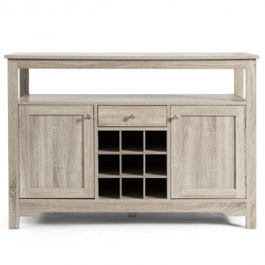 Server Buffet Sideboard With Wine Rack and Open Shelf-Natural