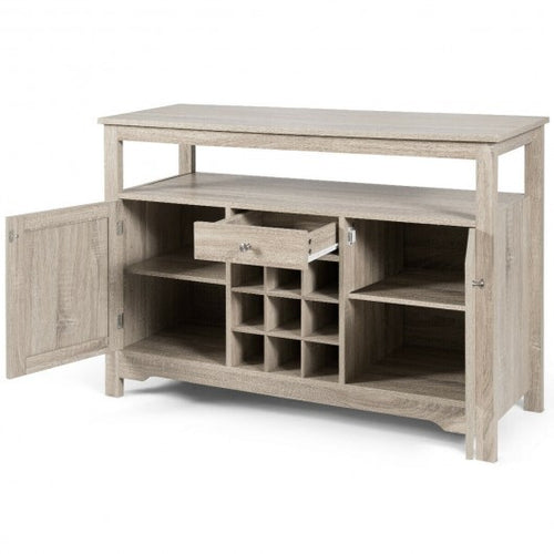 Server Buffet Sideboard With Wine Rack and Open Shelf-Natural