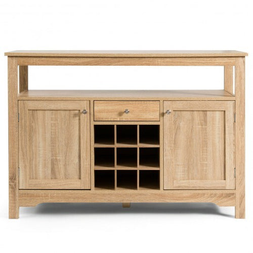 Server Buffet Sideboard With Wine Rack and Open Shelf-Natural