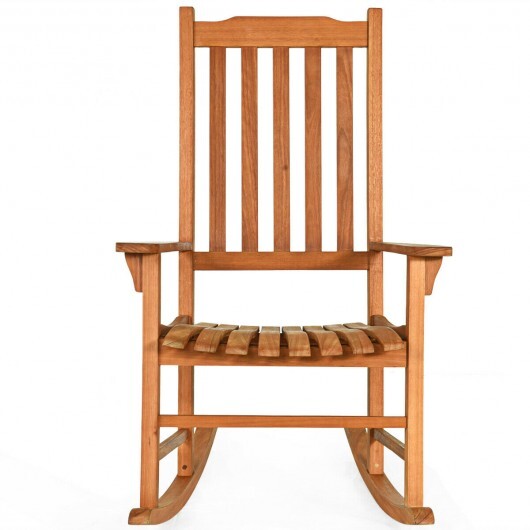 Outdoor Rocking Chair Single Rocker for Patio Deck  - Color: Natural - Minihomy