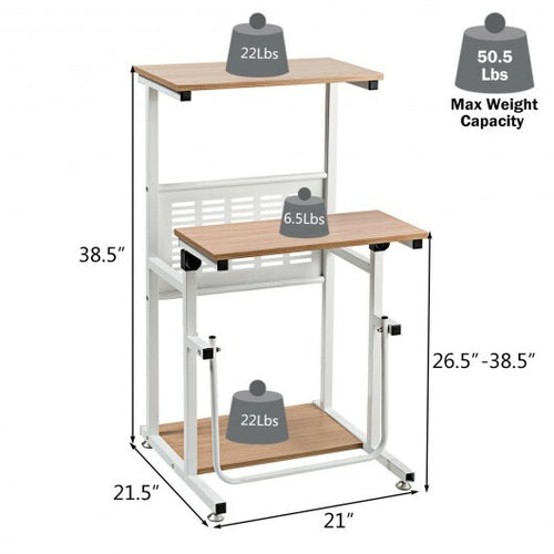 Height Adjustable Stand Up Desk Computer Workstation - Color: Brown & White