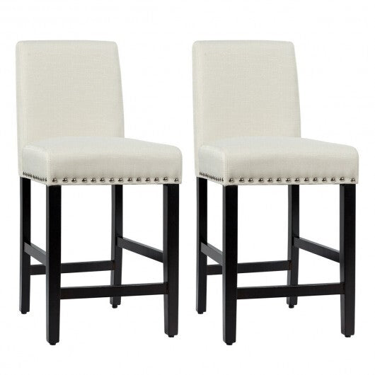 25 Inch Kitchen Chairs w/ Rubber Wood Legs-Beige