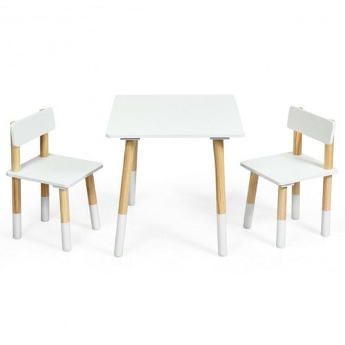 Kids Wooden Table and 2 Chairs Set-White