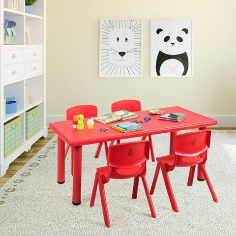 Kids Plastic Rectangular Learn and Play Table-Red