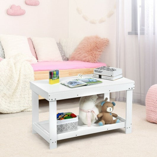 Solid Multifunctional Wood Kids Activity Play Table-White - Color: White