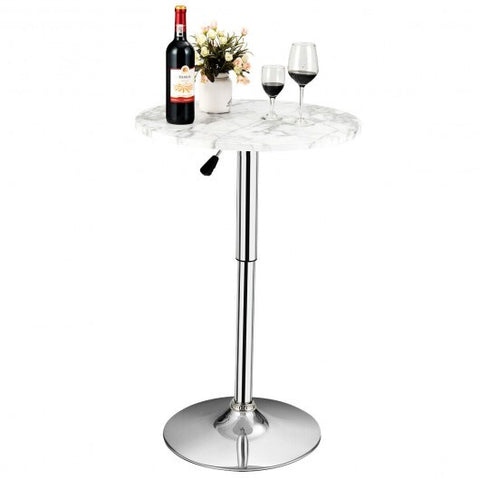 360? Swivel Cocktail Pub Table with Sliver Leg and Base-White