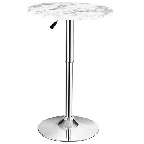 360? Swivel Cocktail Pub Table with Sliver Leg and Base-White