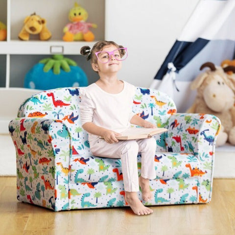 Double Kids Dinosaur Sofa Children Armrest Couch