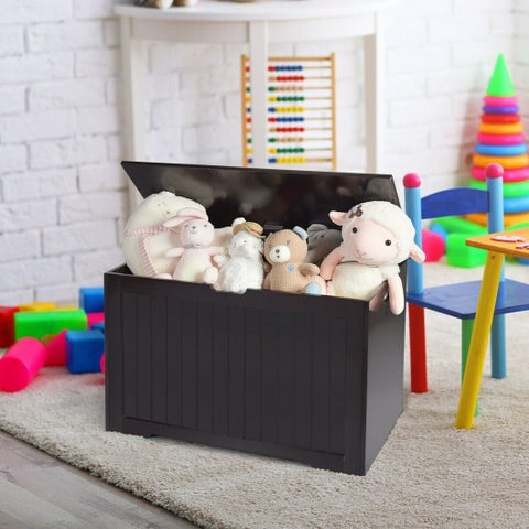 Wooden Toy Box Kids Storage Chest Bench -Brown - Color: Brown