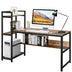 59-Inch Computer Desk Home Office Workstation 4-Tier Storage Shelves-Rustic Browm - Color: Rustic Brown - Minihomy