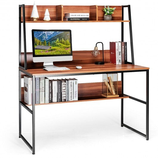 47-Inch Computer Desk Writing Study Table Workstation-Coffee - Color: Brown - Minihomy