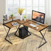 L-Shaped Desk Reversible Corner Computer Desk with Movable Shelf and CPU Stand-Black - Minihomy