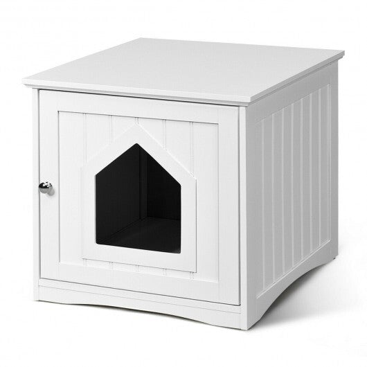 Sidetable Nightstand Weatherproof Multi-function Cat House-White - Color: White