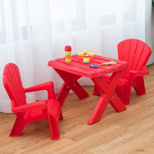 3-Piece Plastic Children Play Table Chair Set-Red - Color: Red - Minihomy