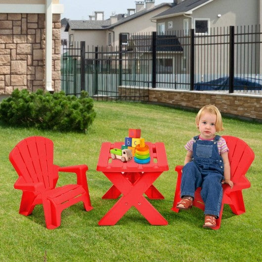 3-Piece Plastic Children Play Table Chair Set-Red - Color: Red - Minihomy