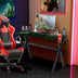 Ergonomic Gaming Desk with Mousepad and Cup Headphone Holder - Color: Black - Minihomy