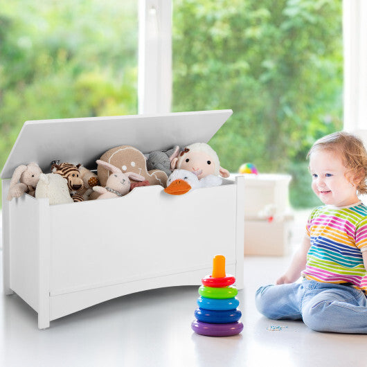 Kid's Toy Box with Flip-Top Lid and Cut-Out Pulls - Minihomy