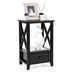 2-Tier 16 x 14 Inch Multifunctional Nightstand with Storage Drawer-Black - Minihomy