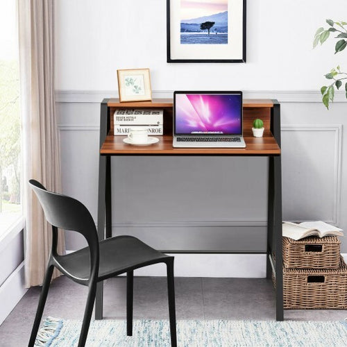 2 Tier Computer Desk PC Laptop Table - Study Writing Home Office Workstation