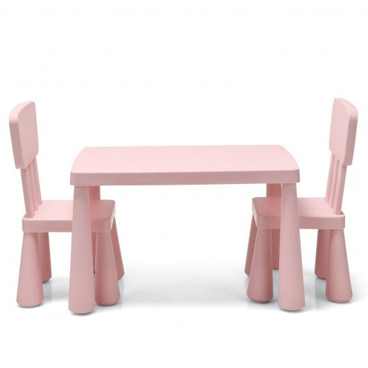 3 Pieces Toddler Multi Activity Play Dining Study Kids Table and Chair Set-Pink - Color: Pink