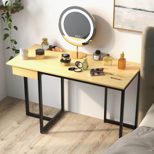 48" Computer Desk with Metal Frame and Adjustable Pads-Natural - Color: Natural - Minihomy