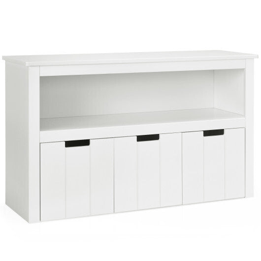 Kid Toy Storage Cabinet 3 Drawer Chest with Wheels Large Storage Cube Shelf - Color: White