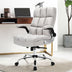 Adjustable Swivel Office Chair with High Back and Flip-up Arm for Home and Office-Beige - Color: Beige - Minihomy