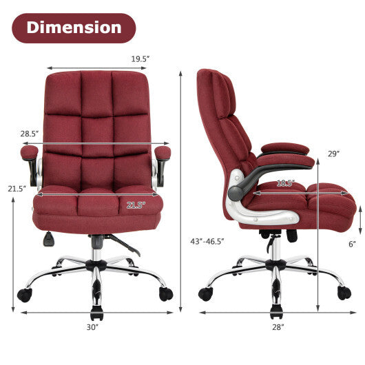 Adjustable Swivel Office Chair with High Back and Flip-up Arm for Home and Office-Red - Color: Red - Minihomy