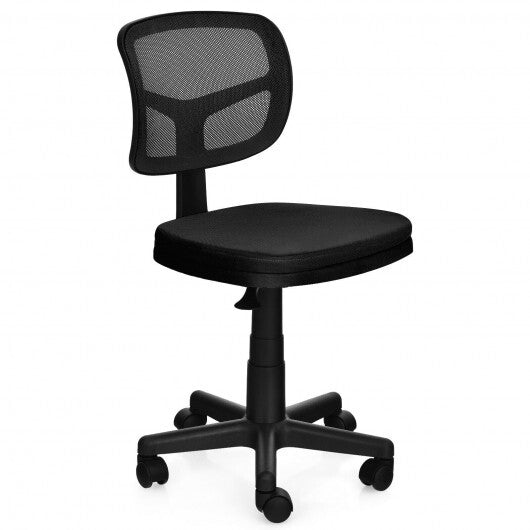 Armless Computer Chair with Height Adjustment and Breathable Mesh for Home Office-Black - Color: Black - Minihomy