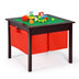 2-in-1 Kids Activity Table and 2 Chairs Set with Storage Building Block Table-Espresso - Minihomy