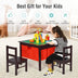 2-in-1 Kids Activity Table and 2 Chairs Set with Storage Building Block Table-Espresso - Minihomy