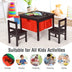 2-in-1 Kids Activity Table and 2 Chairs Set with Storage Building Block Table-Espresso - Minihomy